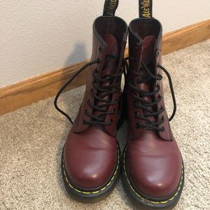 Cherry red Doc Marten boot